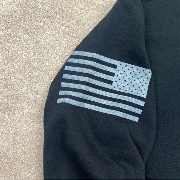 Grunt Style Hoodie Large Black Pullover American Flag Logo Patriotic Casual Men - Picture 6 of 15